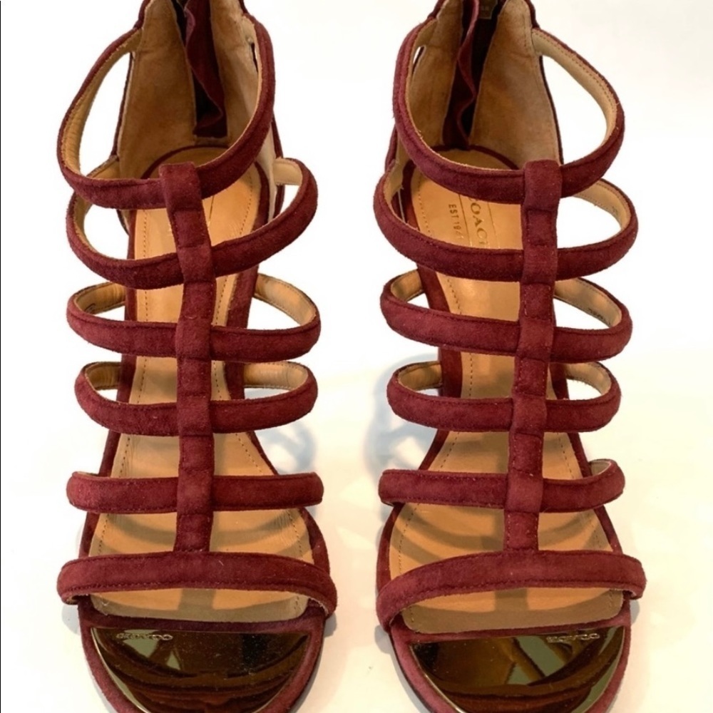 Coach "Lavania" Genuine Suede Cage Heels - Picture 2 of 9